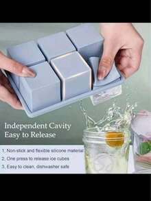 1pc 2-Inch Large Silicone Ice Cube Tray, Soft Square Ice Cube Mold, Stackable Design - Multicolor - View 5