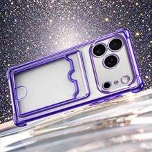 Hadaasi 1个黑色电镀四角卡包钱包，带卡槽和透明窗口；奢华6D电镀边框全包覆软硅胶透明手机壳，适用于苹果17 Pro/17 Pro Max/17 Air/17和三星Galaxy S26 Ultra/S26 Plus/S26/S26 Edge/S25 Ultra/S25 Plus/S25/S25 Edge/S25 FE/S24 Ultra/S24 Plus/S24/S23 Ultra和红米手机。 - 黑色 - 查看 3