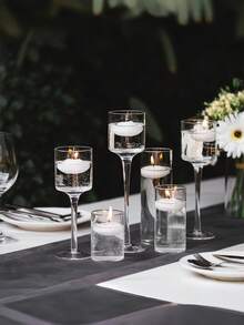 1 pieza Soporte de vela de vidrio transparente, Jarrón de vidrio cilíndrico, Adecuado para decoración de mesa, Arreglo floral artístico, Centropieza para fiesta de boda, Decoración interior, Cena romántica a la luz de las velas, Accesorios de boda (velas no incluidas), Regalo del Día de San Valentín, Jarrón de alta transparencia, Se puede usar como decoración de mesa de comedor - Jarrón de cristal para candelabro - Ver 3