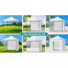 ALFORDSON Gazebo Marquee 3x3m With Flyscreen Wall Panels Sand Bag And Pegs And Ropes High Adjustable Canopy Pavilion With Carry Bag Camping Shelter Shade With Steel Frame For Wedding Party White - White - View 6
