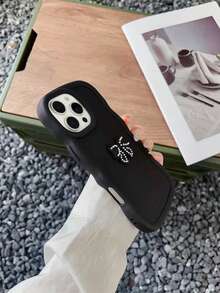 1pc DIY Rhinestone Bow Macaron Black Phone Case For Samsung Galaxy S25, S24, S24 Plus/S24+, S24 Ultra, S24 FE, S20, S21, S22, S23 And 11/11 Pro/11 Pro Max/12/12 Pro/12 Pro Max/13/13 Pro/13 Pro Max/14/14 Pro/14 Pro Max/15/15 Pro/15 Pro Max/16/16 Pro/16 Pro Max IPhone16E And OPPO A5X - Black - View 4