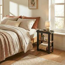 Narrow Side Table, 3 - Tier Side Table, Rustic Farmhouse Narrow End Table With Storage, Slim Table Nightstand Small Spaces, Bedroom Or Living Room Rustic Brown - Rustic Brown - View 9