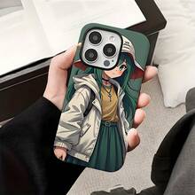 [Enviado desde México]Linda chica de cabello verde Nuestra funda de teléfono 2 en 1 desmontable diseñada para iPhone 16/15/14/13/12/11 Pro Max Plus combina una carcasa dura mate con patrones súper lindos y a la moda.Ideal para regalar a quienes aman el encanto. - Blanco - Ver 5