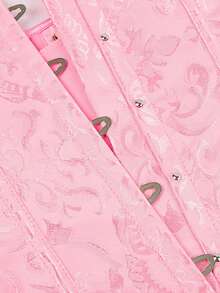 Classic Jacquard Underbust Corset For Women, Waist Trainer, Slimming Shapewear, Suitable For Halloween - 粉色 - 查看 5