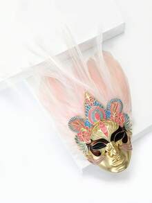 Feather Masked Lady Brooches - Figure Pins For Women Casual Party Jewelry Accessories / Friends Gifts Badges Decoration - Masked Girl - View 5