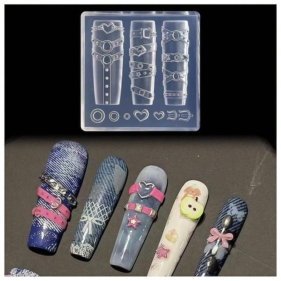 3D Belt Gel Nail Art Mold Arts Resin Strap Molds For Accessories Supplies Leather Belts Silicone Tools Cute Nails Style - ZYXP052 - 查看 1