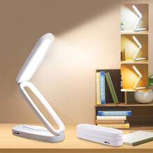 1pc LED Foldable Rechargeable Desk Lamp, Small Night Light, Student Eye-Care Study Lamp, Touch Sensor Handheld Table Lamp For Bedroom, Dorm, Outdoor, Travel, Gift - Tricolor - View 5