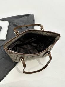 Retro Chic Niche One Shoulder Underarm Floral Large Capacity Commuter Fashion Women Tote Bag - Brown - View 7