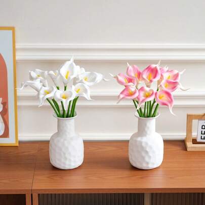 12pcs/6pcs/1pc Artificial Blue Calla Lily, 35cm, PU Material, Fake Flowers, Calla Lily Floral Bouquet, Suitable For Home Wedding Decor, Indoor/Outdoor Decor, Garden Decor, Party Decor, Boho Style Decor, Holiday Party Decor, Mother's Day Birthday Celebration, Daily Gift