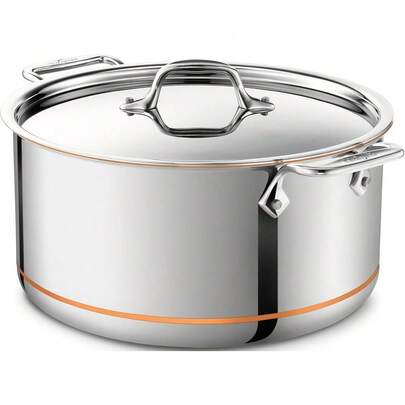 CYPNAll-Clad - Olla de acero inoxidable de 5 capas con núcleo de cobre 8 cuartos de galón apto para ollas y sartenes de 600 F utensilios de cocina color plateadoFashion