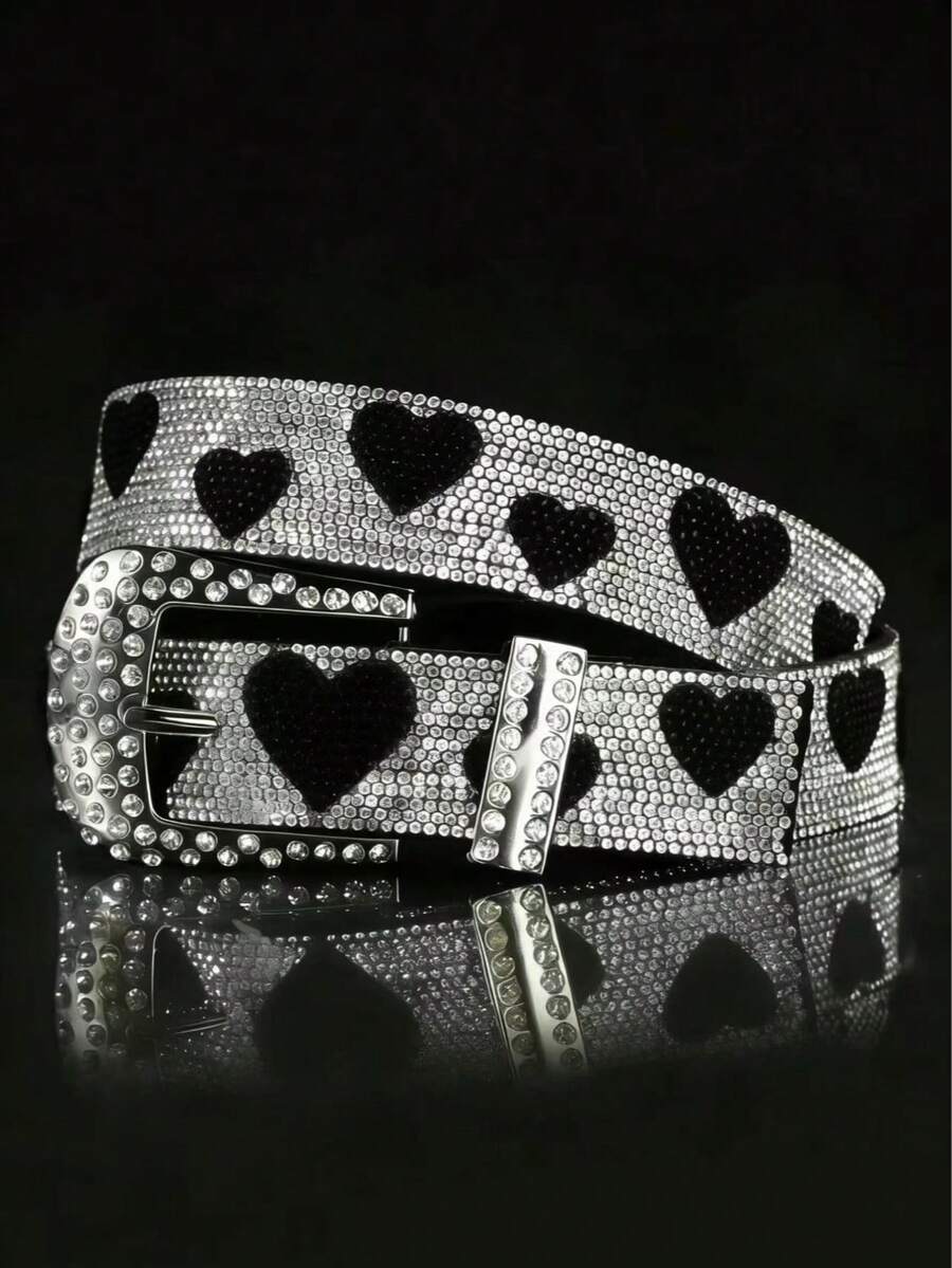 1条男士多色闪光星形元素街头嘻哈朋克时尚Y2K腰带 - 黑色 - 查看 1