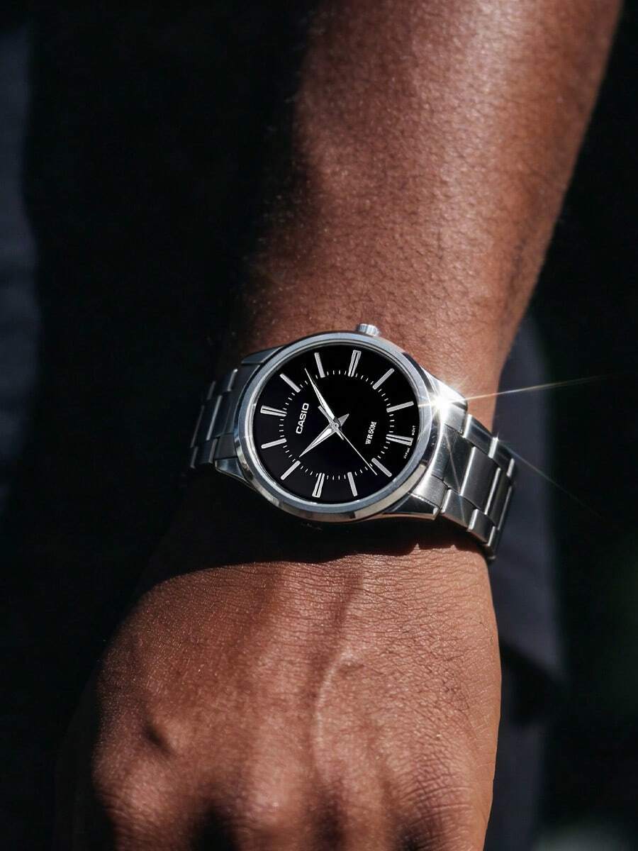 Casio 标准系列商务休闲石英机芯不锈钢表带日韩风格男士腕表 MTP-1303D-1A - 黑色 - 查看 1