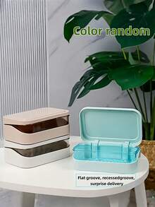 1/2/3pcs[Best Seller]Soap Dish With Cover - Thickened Anti-Slip Bathroom Storage Rack, Detachable Shower Caddy, Suitable For Home/Dorm/Travel, Multiple Colors Available (Color Randomly Sent), Green Decor - Multicolor - View 5