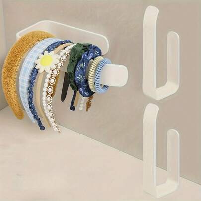 2pcs No Drill Polished Wall Mounted Jewelry Organizer | Multi-Function Storage Rack, Can Store Hair Bands, Clips, Scrunchies | Suitable For Bedroom, Bathroom, Living Room