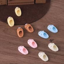 5 Pairs Mini Cute Resin Cat Slippers, Adorable Healing Style Solid Color 3D Cat Shape Anti-Slip Textured Details, DIY Doll House Decor, Daily Ornaments, Miniature Doll House Toys, Handmade Accessories For Miniature Scene Building - Multicolor - View 6