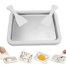 Rolled Ice Cream Maker Kit, At-Home Rolled Ice Cream Tray With 2 Scrapers, DIY Homemade Rolled Ice Cream Machine, Instant Easy Bake Ice Cream Maker For Families And Parties(White) - White - View 2