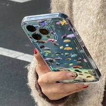 1pc Marine Animal Illustration Transparent Phone Case Compatible With IPhone 17, 16, 16e, 15, 14, 13, 12, 11 Pro Max, X, XR, XS, 8, 7 Plus, Protective Cover - Clear - View 2