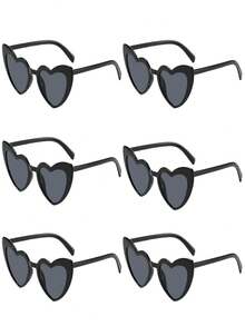 12/6/1件装黑色心形眼镜（黑色）：复古时尚眼镜 - 适合派对装饰、派对用品、生日、婚礼（婚礼配饰、新娘）、单身派对、闺蜜节、情人节、伴郎礼物、订婚派对；男女皆宜的派对眼镜，是庆祝活动和聚会的理想之选。 - 黑色 - 查看 2