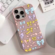 Cute Bow Pattern Phone Case, Kawaii Style, For Compatible With IPhone 17/17pro/17promax/17Air/Iphone16/16pro/16plus/16promax/15/15promax/15pro/11/12/13/14promax/12mini/13mini/11pro/11promax/12pro/12promax/13pro/13promax/14pro/14promax, Adorable Accessory Gift - Baby Pink - View 5