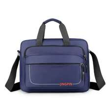 Nuevo maletín de tela Oxford para hombre, gran capacidad, uso comercial y oficial, bolso de lona para hombro, bolso bandolera, bolso para portátil para hombre - Negro - Ver 8