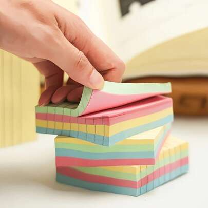 Bright Sticky Notes With Lines For Everyday Use: From Study Notes To Grocery Lists, These Sticky Pads Help You Organize Your Day In Style-Stick Them Anywhere For A Cheerful, Productive Boost!