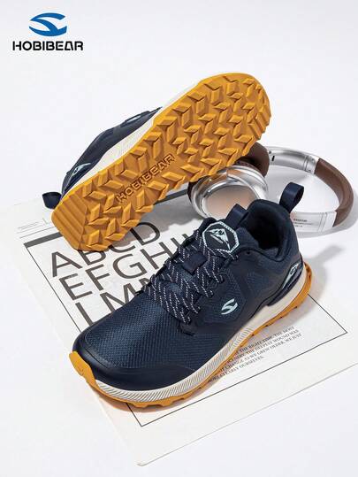 HOBIBEAR 1 Pair Color Block Lace-Up Casual Sports Shoes, Fashion Breathable Wide Fit Sneakers For Gym, Outdoor, All Season