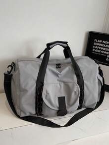 Large Capacity Fashionable Lightweight Handheld Luggage Bag, Short-Distance Business Trip Travel Stylish Tote Bag, Diagonal Shoulder Fitness Casual Travel Bag - Grey - View 6