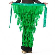 1pc Women's Belly Dance Waist Chain Skirt With Tassel Ruffle Hem - Multicolor - View 7