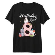 Cat 8th Birthday  Kittens S 8 Years Old Cats Premium Tri-Blend T-Shirtbody's Natural Curves Without Clinging, Offering A Balanced Mix Of Comfort And A Polished, Slimming Silhouette For Everyday Wear. - Black - View 1