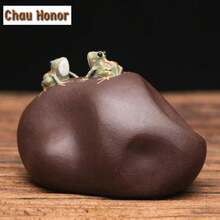 Figura de piedra de rana deé de arcilla púrpura de Boutique Spray Wate, adornos de escritorio, escultura hecha a mano, artesanías, decoración de juego deé, regalos - 6,5 x 4,5 x 5 cm - Ver 6