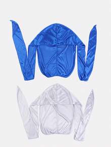 2pcs Men's Faux Silk Long Tail Hip Hop Style SILKY DURAG Headwrap - 2-piece Set - View 3