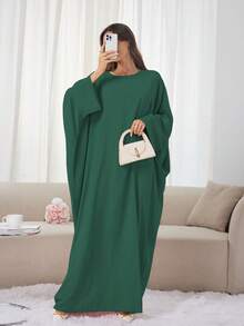 1 pièce Robe Khimar à manches chauve-souris grande taille douce, Hijab de prière de qualité supérieure pour femmes musulmanes, Vêtements islamiques, Khimar polyvalent classique pour toute robe Abaya - Multicolore - Voir 3