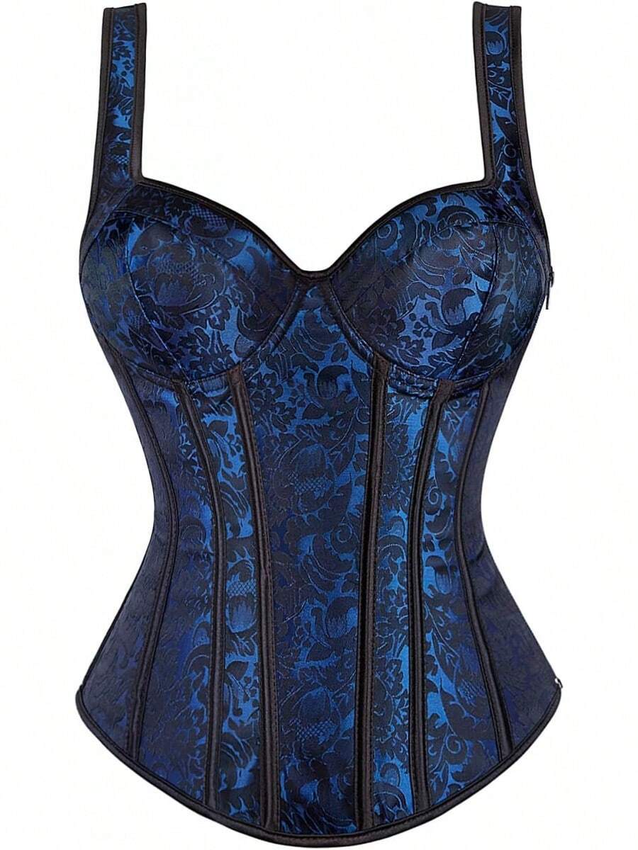 Overbust Corset Tops For Women: Plus Size Pirate Costume Women - Straps Bustier Corsets For Theme Party Costumes - 寶藍色 - 查看 1