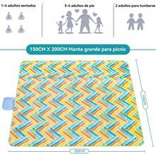 Manta de Pícnic,Manta de Picnic Impermeable y Resistente a La Arena, Manta de Playa, Mantas Plegables al Aire Libre para Viajes de Fiesta de Campamento Familiar (Cuadros café, 200X200CM) - Vacaciones soleadas - Ver 9