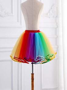 New Rainbow Tulle Lolita Skirt, Candy Color Ballerina Stage Performance Skirt Without Bone Crinoline,Elegant,Party - Multicolor - View 2