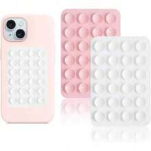 2个装硅胶吸盘手机壳支架，免提减压玩具镜面淋浴手机支架，视频和自拍（白色，浅粉色） - 彩色 - 查看 16