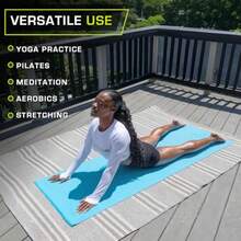 ProsourceFit - Tapete de yoga clásico de 1/8 pulgadas 3 mm de grosor extra largo de 72 pulgadas ligero con agarre antideslizante para yoga pilates ejercicio - Agua - Ver 5