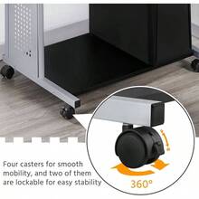 3 Tier Computer Desk With Printer Shelf And Keyboard Tray, Home Office Desk Computer Workstation Rolling Study Desk PC Laptop Table Small Spaces Black - Black - View 10