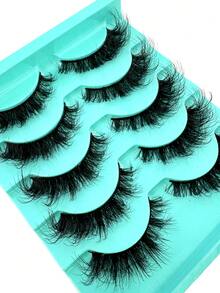 5 Pairs 3D Natural False Eyelashes Mink Lashes Soft Eyelash Makeup Mink Cilias Fluffy False Eyelashes, Thick, Wispy, 3D Volume, Reusable, Soft, Lightweight, Faux Mink Strip Lashes For Dramatic Eye Makeup Look, Volumized Eyelash Extension Travel Essentials Makeup Tools - Black - View 5