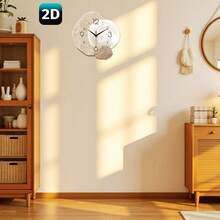 2D Modern Minimalist Silent Wall Clock, High-End Decorative Clock, Seamless Asymmetrical Shape, Suitable For Bedroom, Dining Room, Living Room, Office, Sofa Background, Mother's Day, New Year, Valentine's Day, Wedding Decor, Friend's Birthday Gift, Battery-Free - Beige - View 7