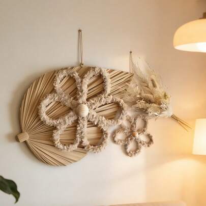 1set(2pcs) - Bohemian Nursery Decoration, Plush Chrysanthemum Wall Decoration, Sunrise Home Dormitory Art Decoration, Children's Room Warm Decoration Supplies