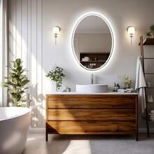 CYPNWisfor Espejo Baño Led Ovalado: Espejo Baño Pared con Luz Led Integrada 50x70 cm Espejo Moderno Antivaho Inteligente Retroiluminado 3 Colores de Luz Regulable Interruptor Tactil para Tocador LavavoFashion - 219768955 - Ver 4