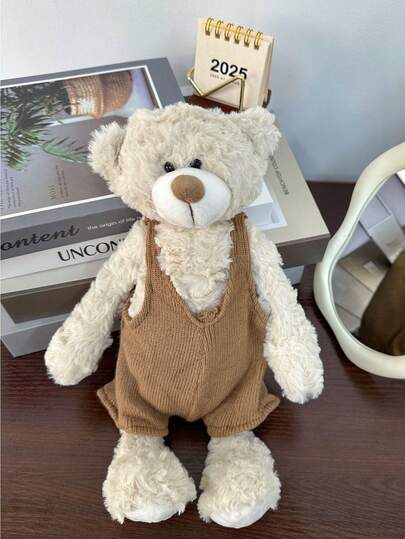 1个32厘米/12.6英寸背带毛绒泰迪熊，可爱可拥抱的填充玩偶，适合送给朋友、家人、孩子，也可作为家居装饰和节日礼物，毛绒泰迪熊