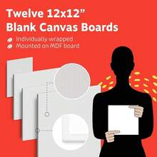 Canvases For Painting - Pack Of 12, 12 X 12 Inch Blank White Canvas Boards - 1OO% Cotton Art Panels For Oil, Acrylic & Watercolor Paint - 12x12吋-12件裝 - 查看 4
