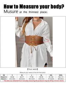 1件女士街头风黄棕色复古配饰时尚可调节腰带，适合万圣节派对或日常穿着 - 黃棕色 - 查看 6