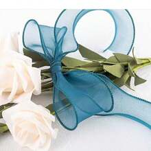 1 Roll 9M Satin Ribbon, Edged Flower Wreath Packaging Ribbon, Bow Making Material, Gift Wrapping Ribbon, Multiple Colors (Champagne, Misty Blue, White, Light Blue, Burgundy, Olive Green, Rust Red), Suitable For Weddings, Valentine's Day, Mother's Day, Birthdays, Christmas And Other Parties - Dusty Blue - View 4