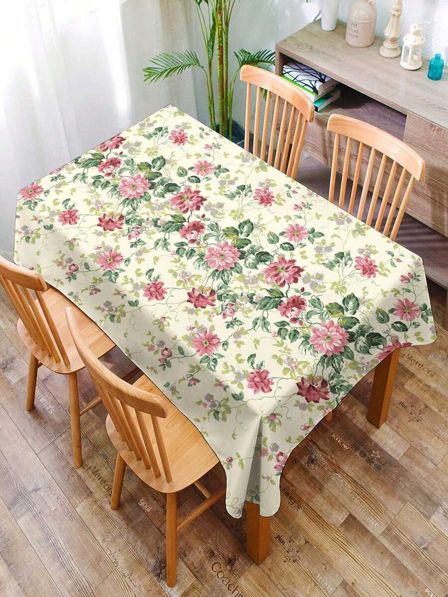 1件复古优雅花卉图案桌布，方形印花桌布，适合家庭聚会、野餐、厨房和餐桌装饰、咖啡桌罩，耐用桌布垫，四季皆宜的家居装饰桌布垫 - 多色A - 查看 1