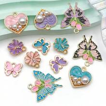12pcs Butterfly Shaped Zinc Alloy DIY Jewelry Pendant, Earrings, Keychain, Bracelet & Necklace Accessories - Multicolor - View 2