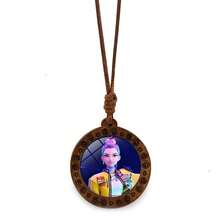 1件 K-POP 女巫狩猎主题木质吊坠项链，卡通动漫复古毛衣链饰品 - 彩色 - 查看 5