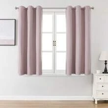 1pc/2pcs Linen-Like Blackout Curtains, Available In Multiple Sizes For Bedroom, Living Room, Home Theater, Dining Room, With Tie-Back Curtain Panels - Dusty Pink - View 29